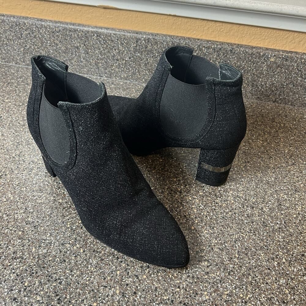 Stuart Weitzman Women's Size 9.5 M Black Synthetic Glitter High Heel Ankle Boots
